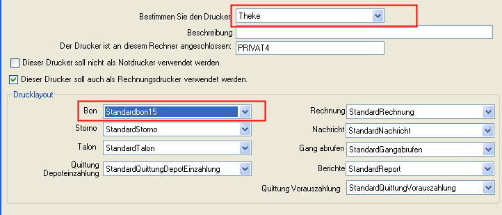 Bon Layout auswählen