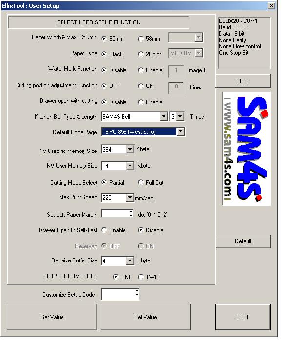 Einstellungen Ellix20II im Tool