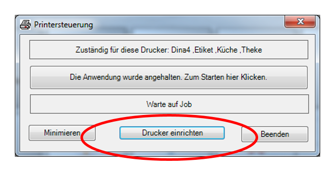 Öffnen der Druckersteuerung in PosBill Kassensoftware - Step 3