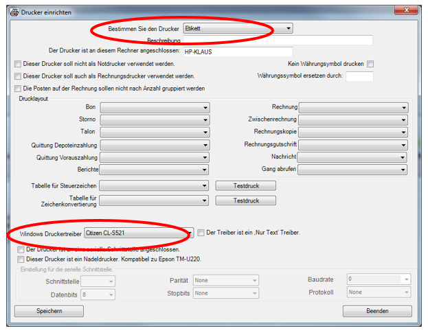 Zuordnung des Citizen Etikettendruckers - Step 5