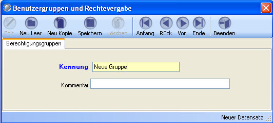 Neue Benutzergruppe