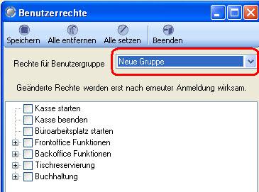 Neue Gruppe Berechtigungen klein
